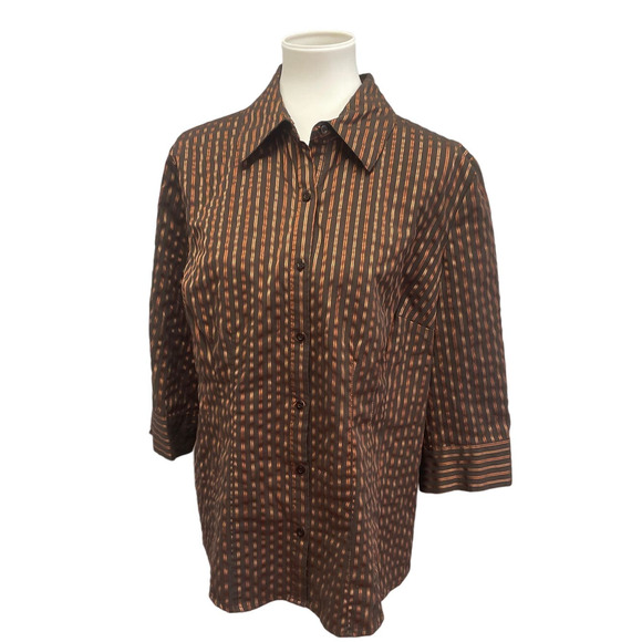 Lot of 2 Apt 9 Womens 1X 3/4 Sleeve PolyCotton Essential Button Down Shirts - Picture 7 of 11